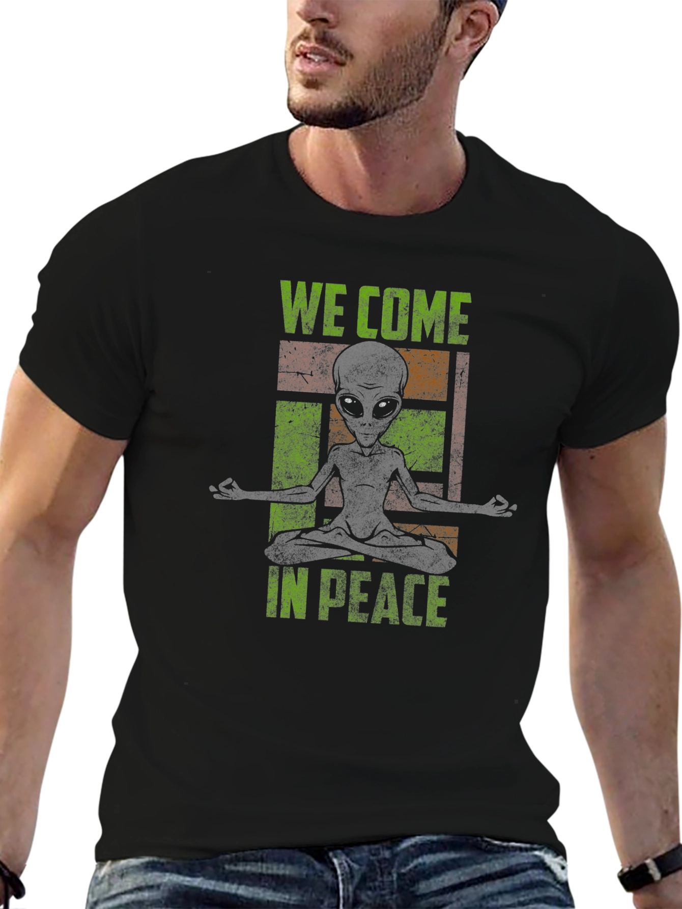We Come in Peace Alien Yoga T-Shirt