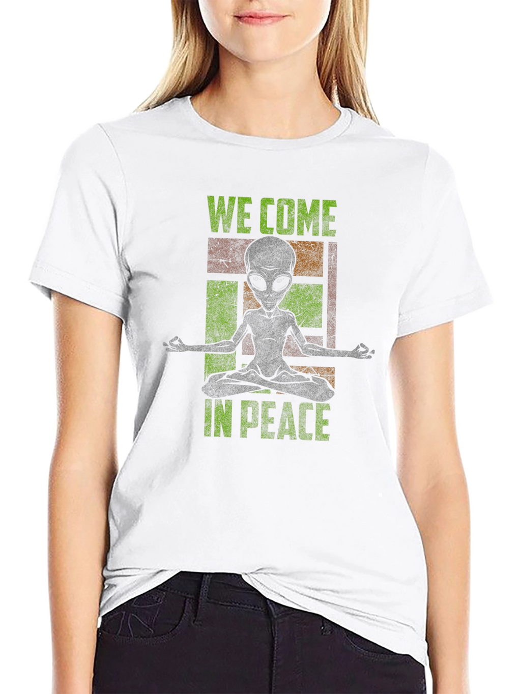 We Come in Peace Alien Yoga T-Shirt