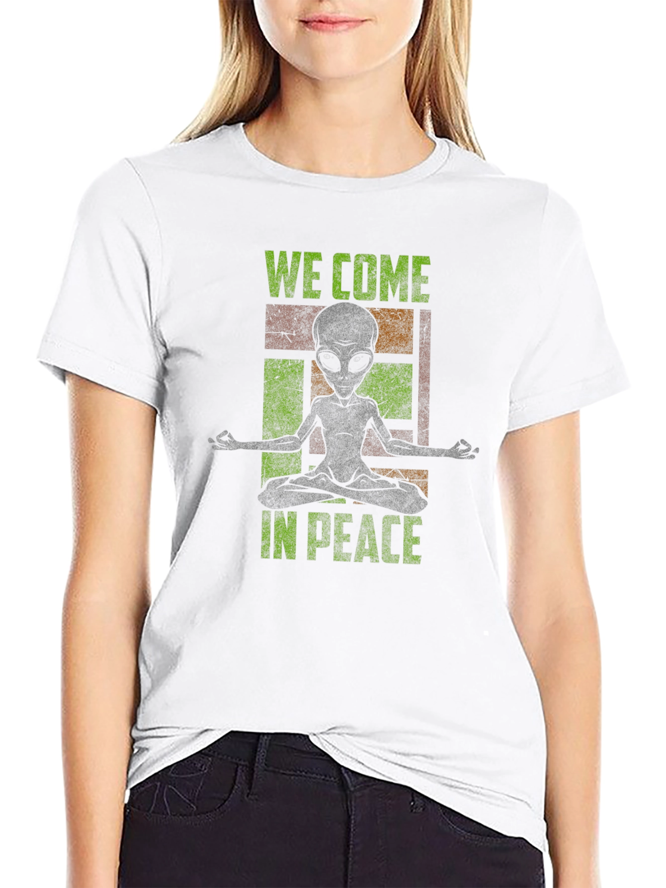 We Come in Peace Alien Yoga T-Shirt