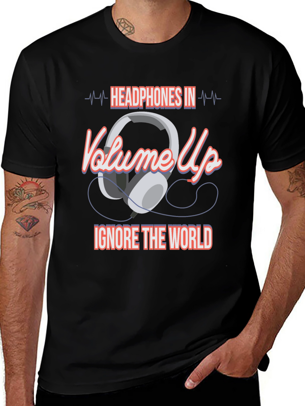 Headphones In Volume Up Graphic T-Shirt