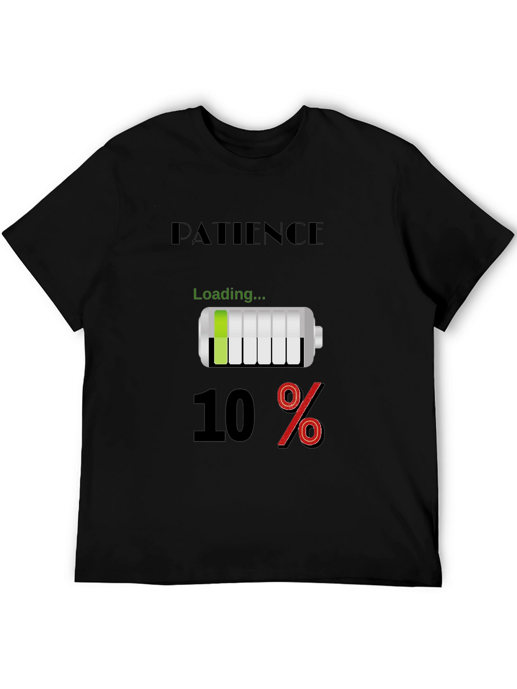 Patience Loading Funny Black T-Shirt
