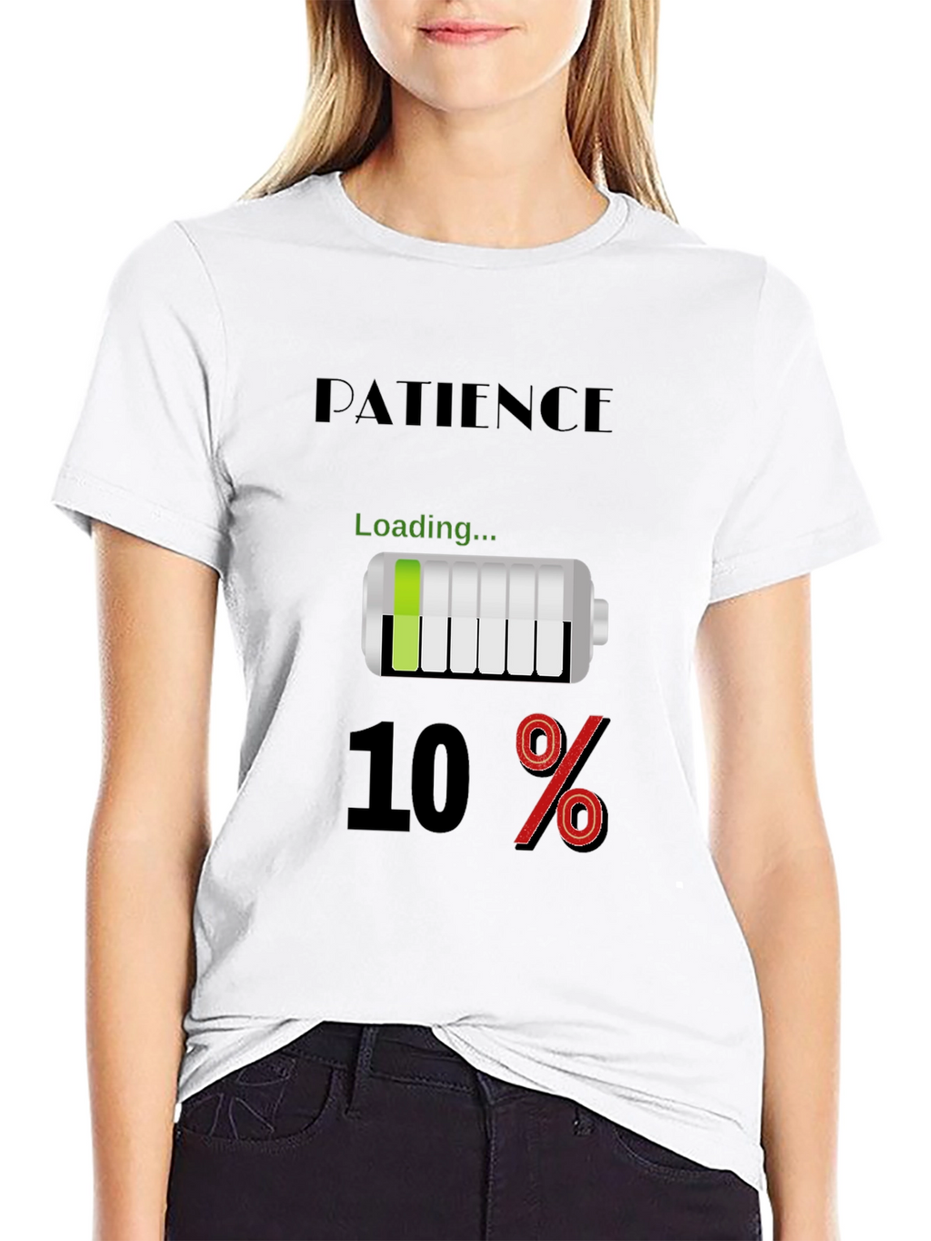 Patience Loading Funny Black T-Shirt