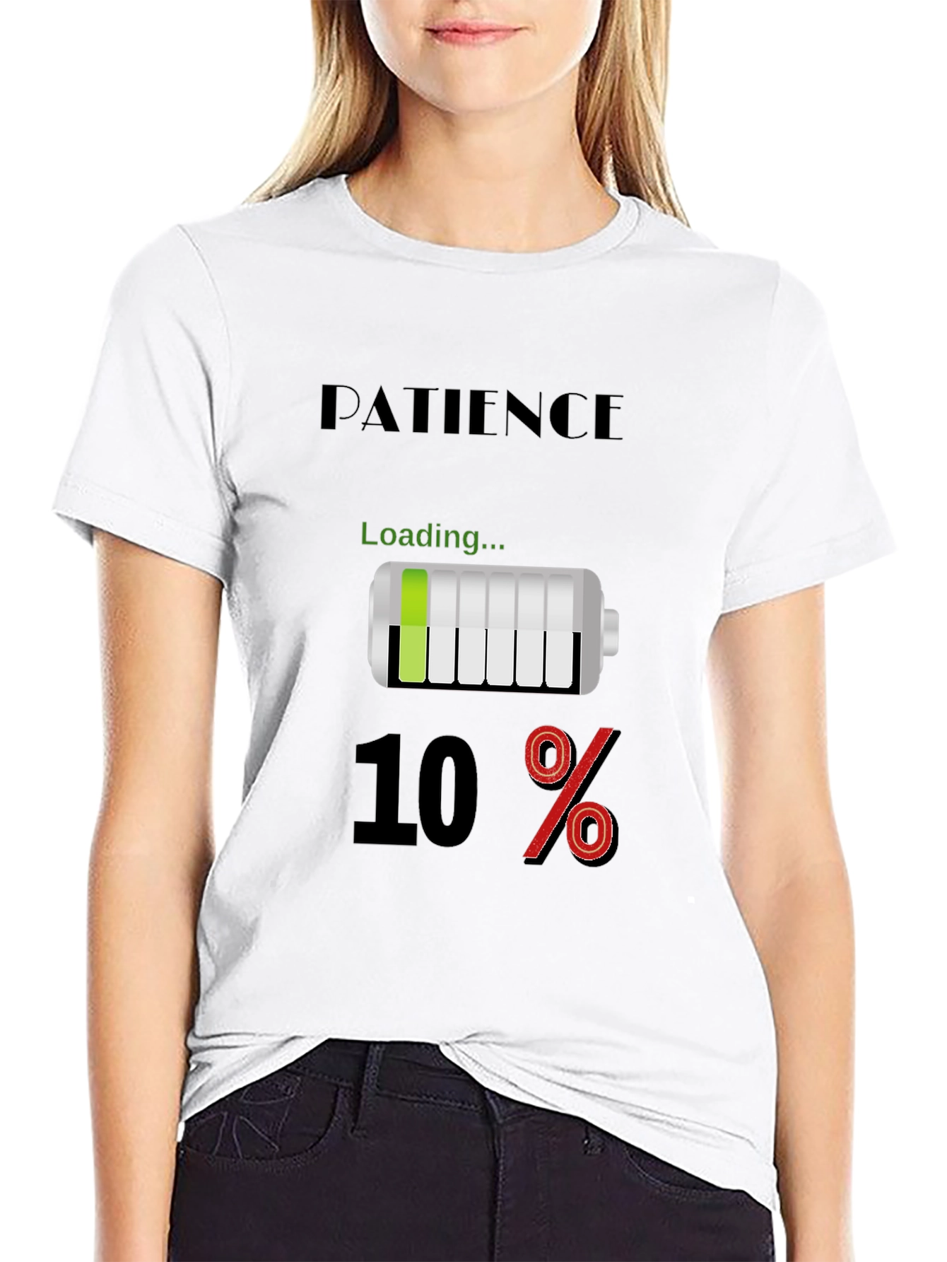Patience Loading Funny Black T-Shirt