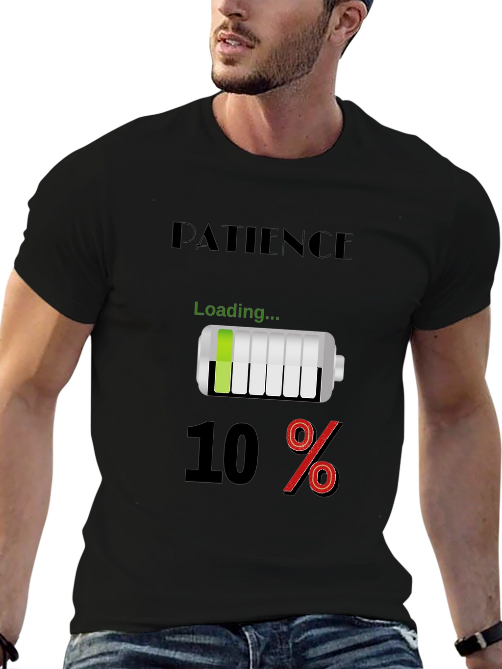 Patience Loading Funny Black T-Shirt