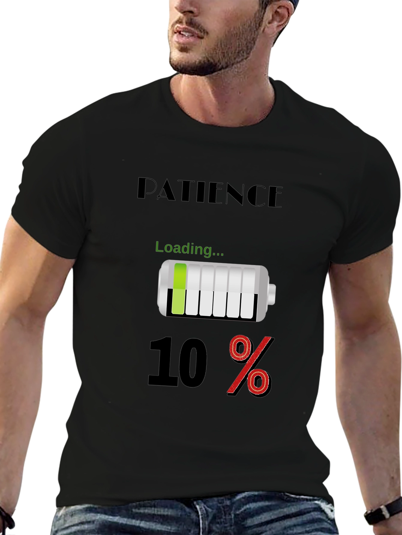Patience Loading Funny Black T-Shirt