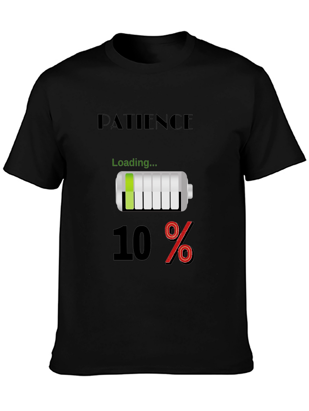 Patience Loading Funny Black T-Shirt