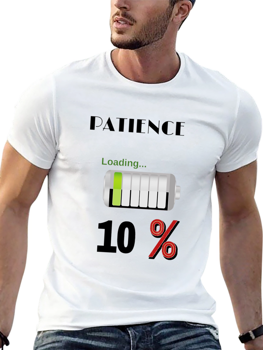 Patience Loading Funny Black T-Shirt