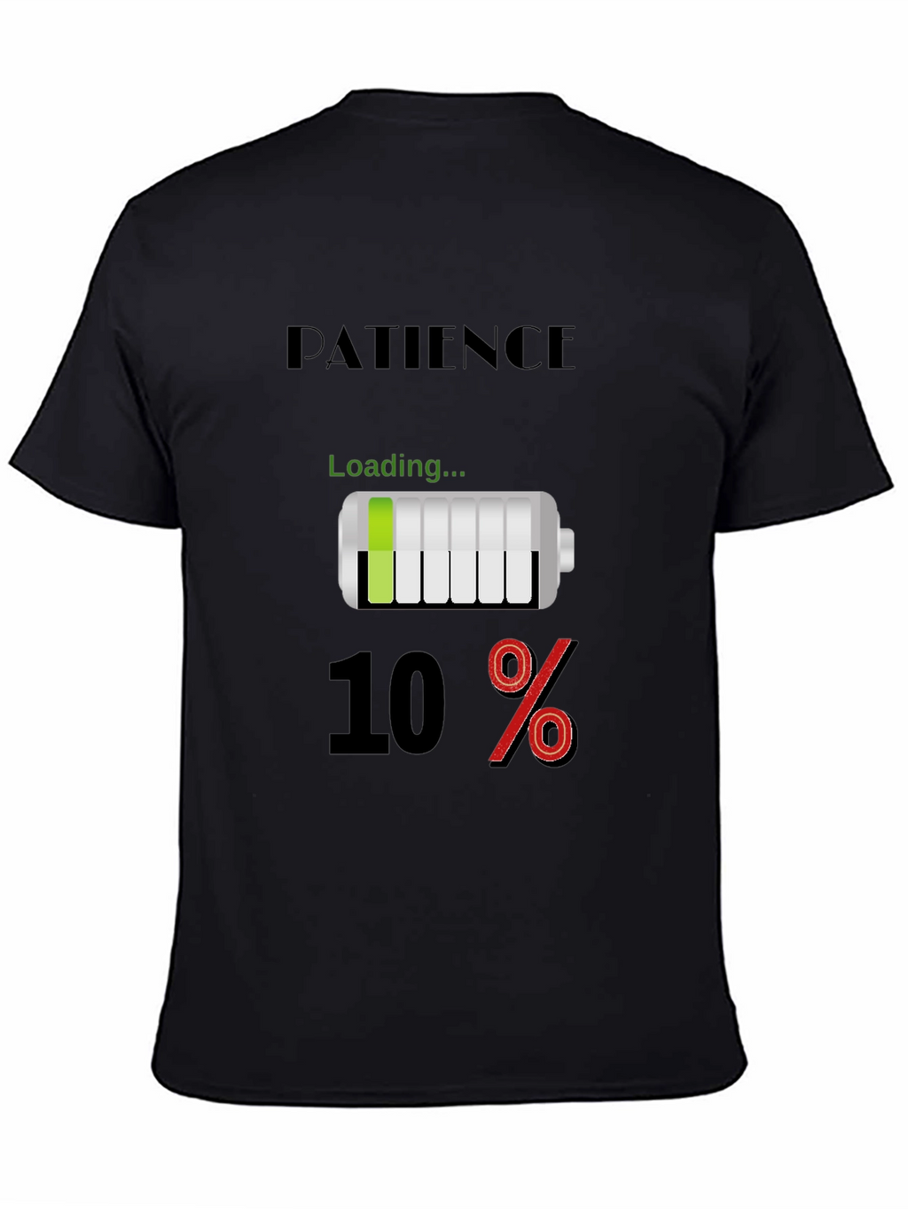Patience Loading Funny Black T-Shirt
