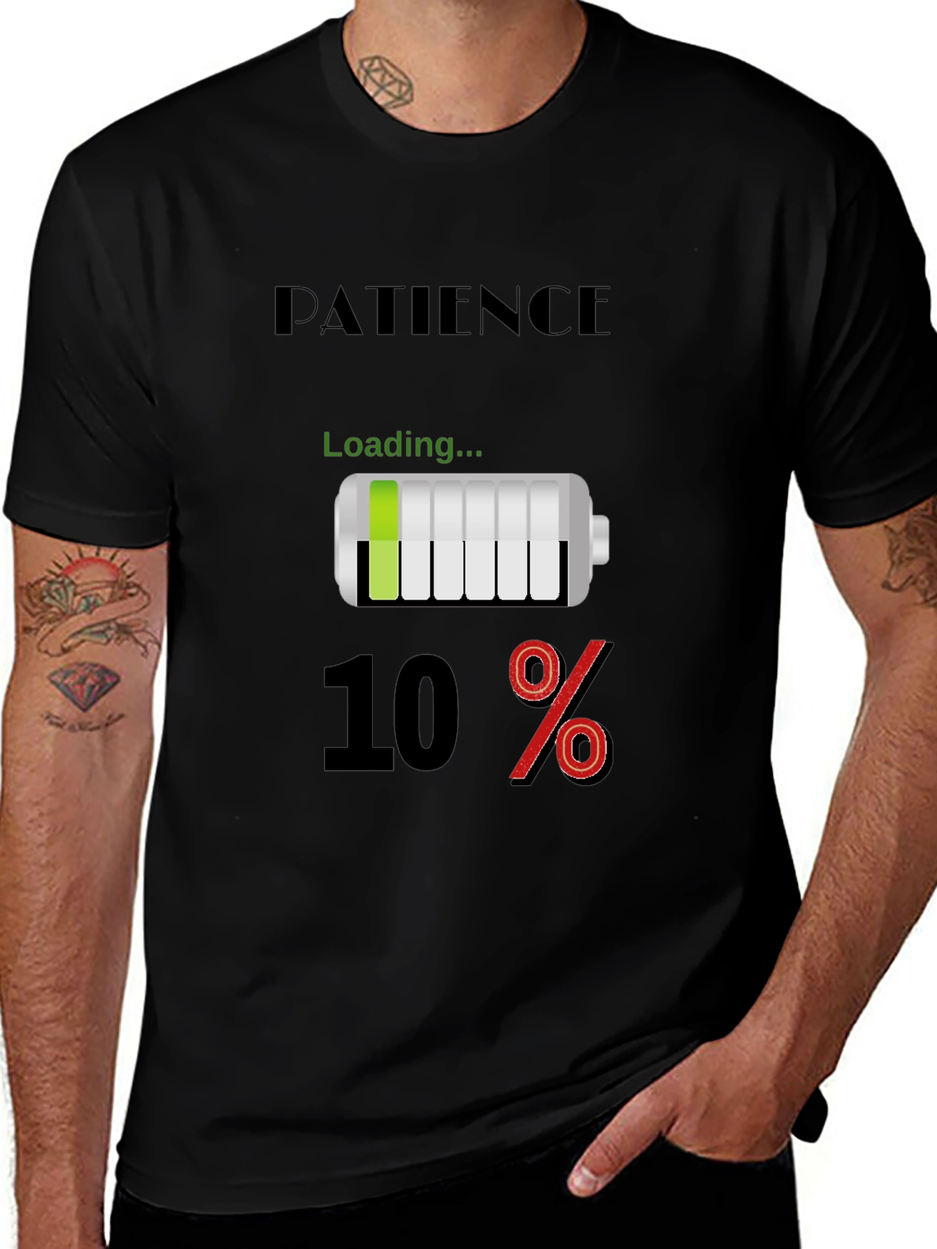 Patience Loading Funny Black T-Shirt