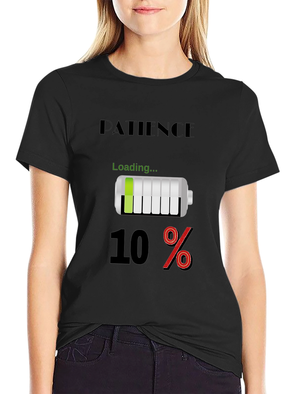 Patience Loading Funny Black T-Shirt