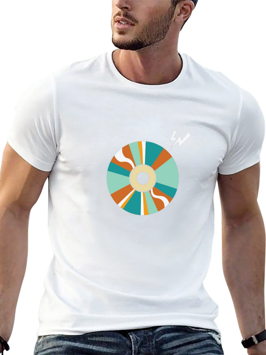 Retro Swirl Graphic Tee - Black Cotton Blend