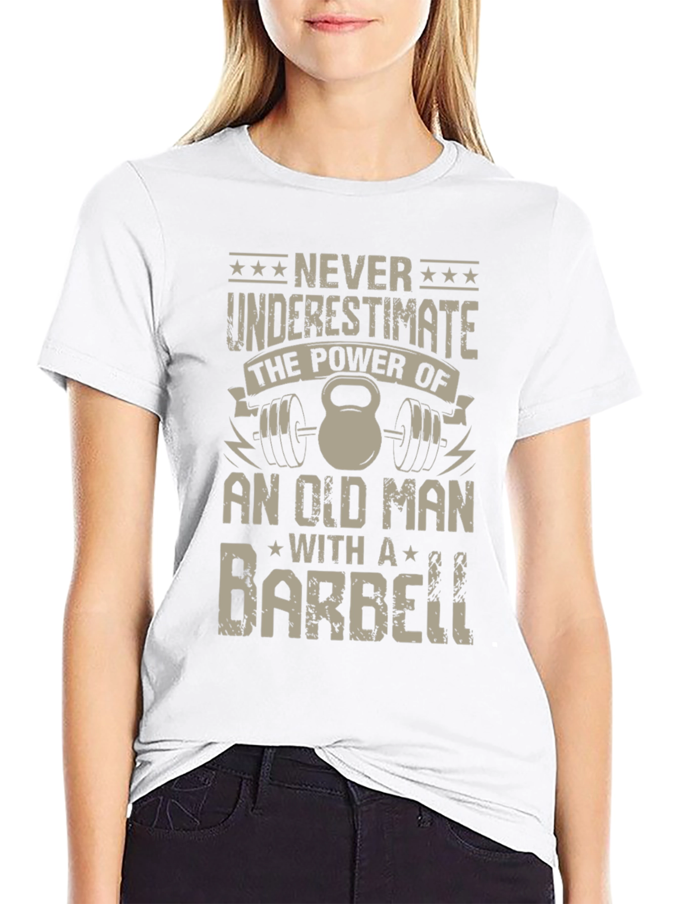 Old Man Barbell T-Shirt - Power & Strength