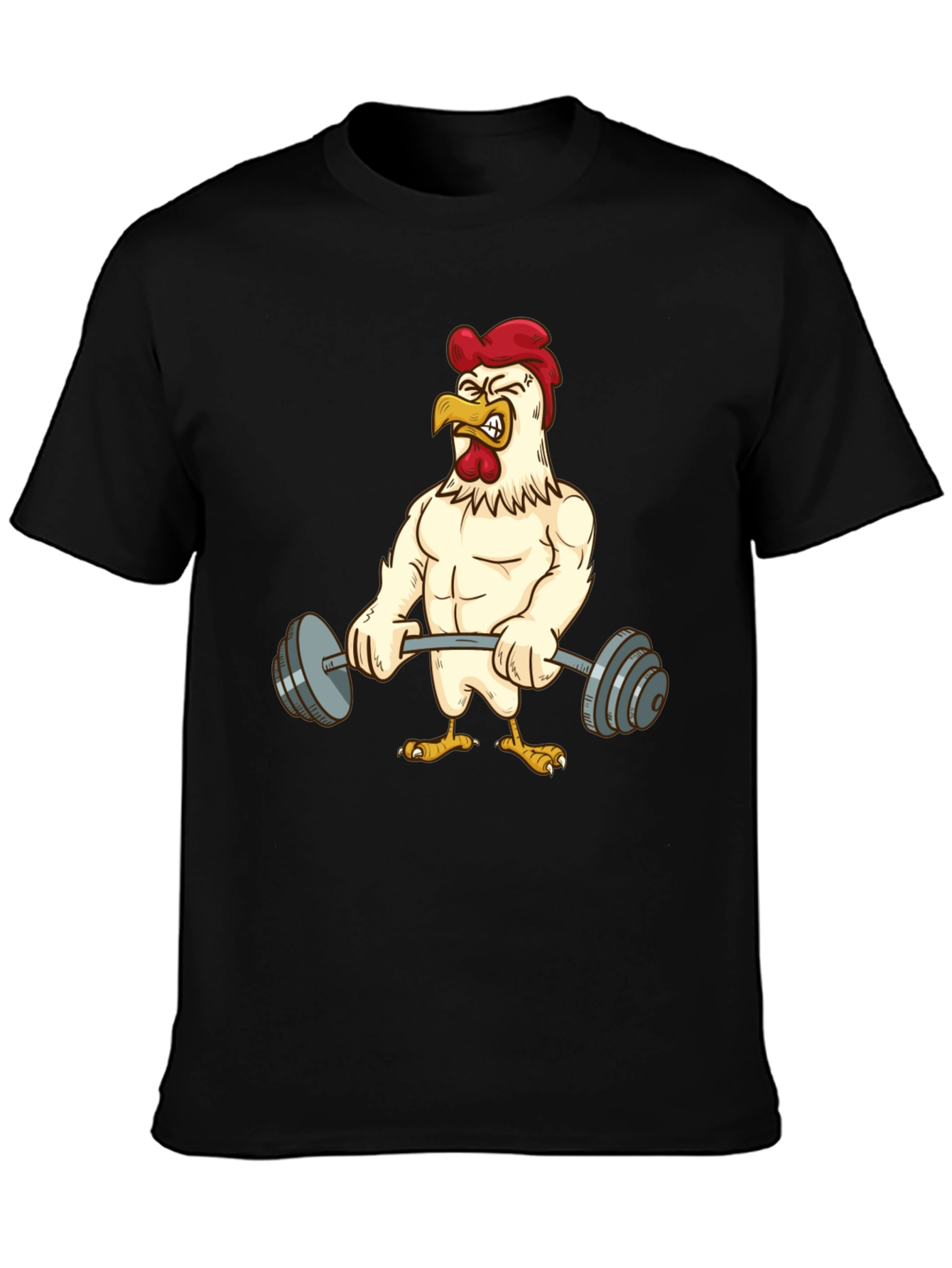 Funny Chicken Lifting Weights T-Shirt
