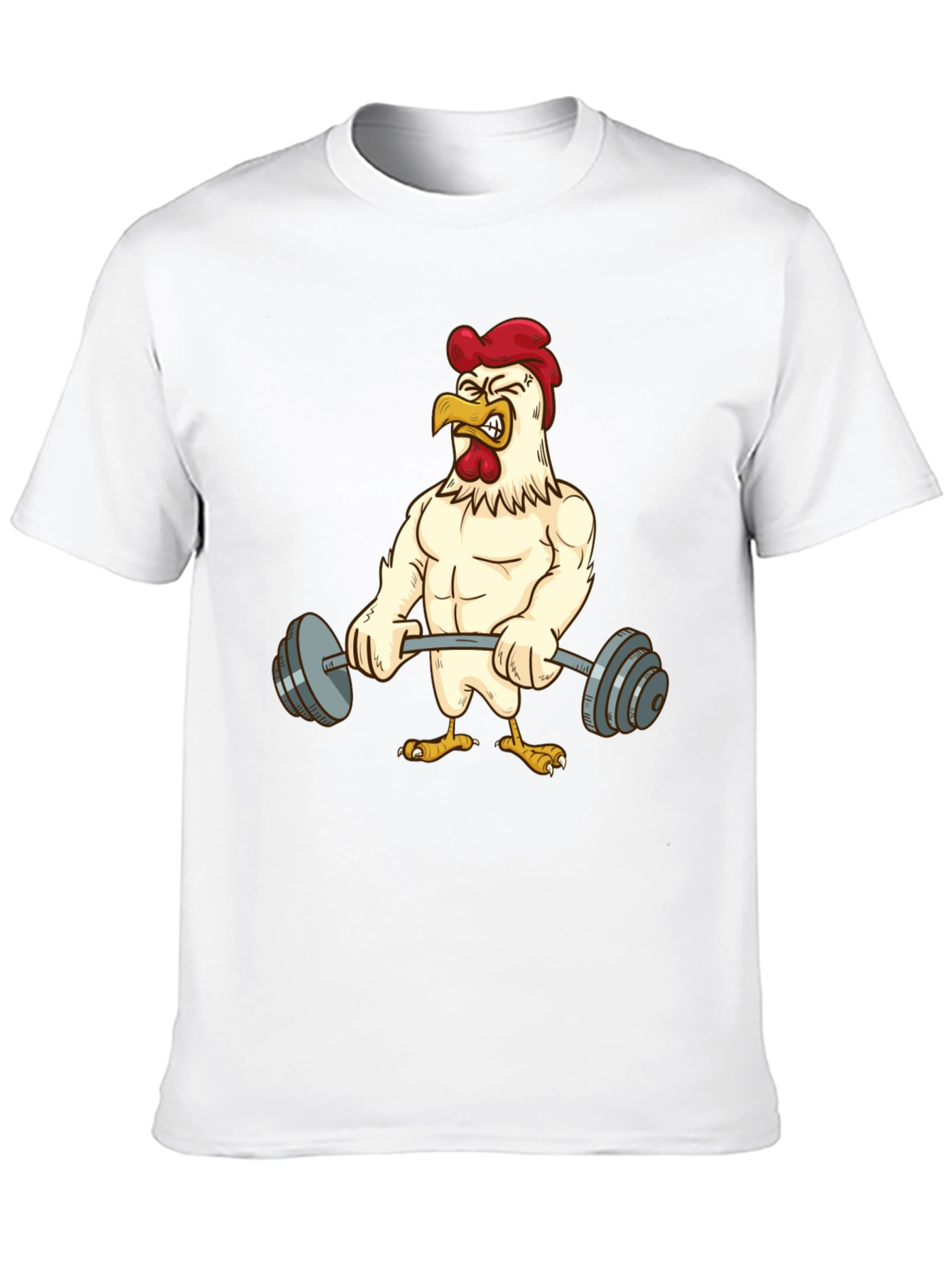 Funny Chicken Lifting Weights T-Shirt