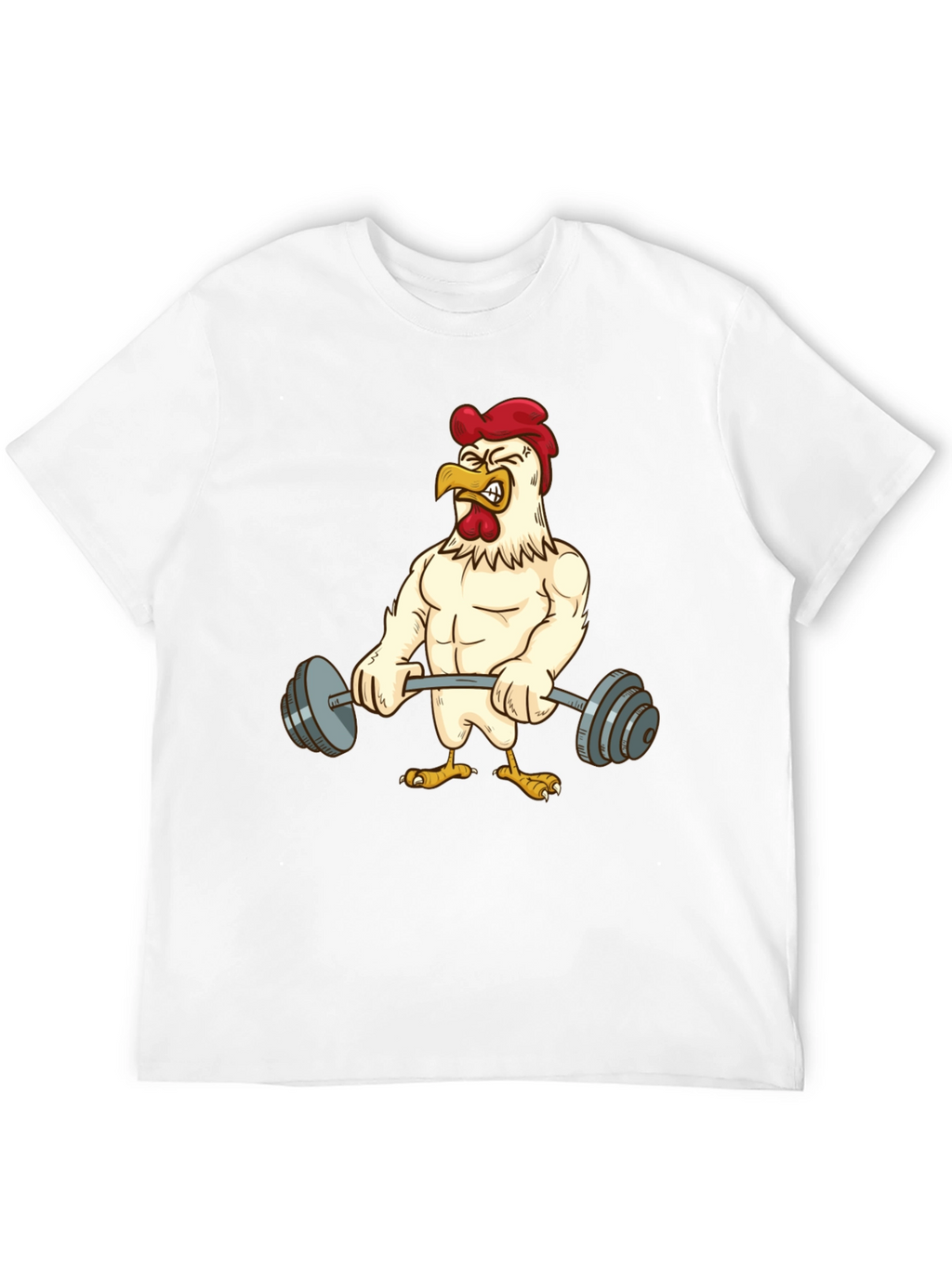 Funny Chicken Lifting Weights T-Shirt