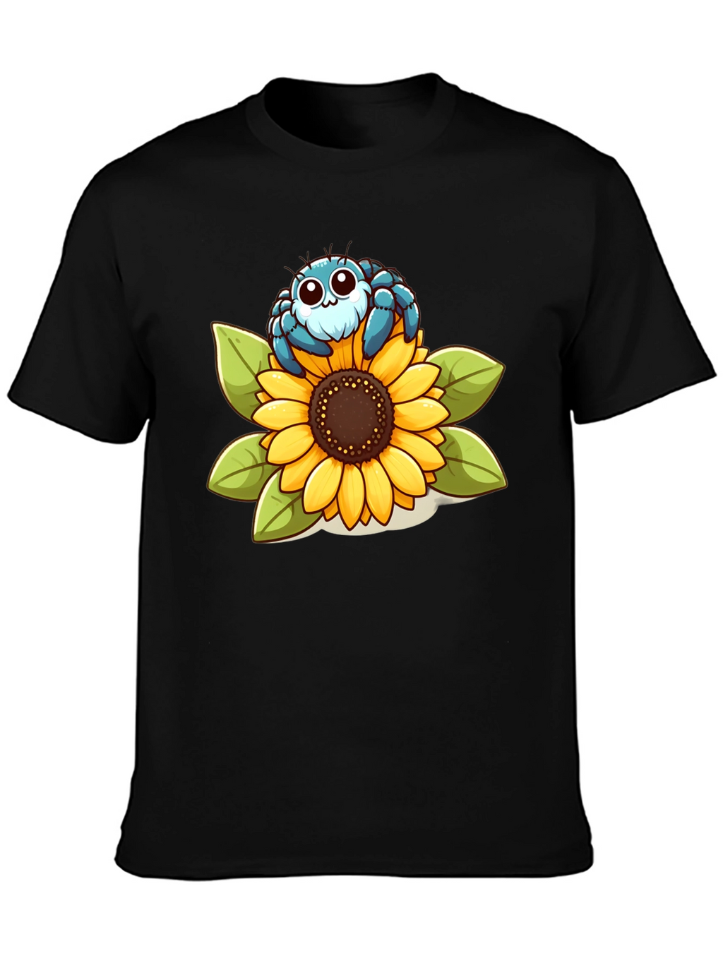 Cute Spider on Sunflower Graphic T-Shirt