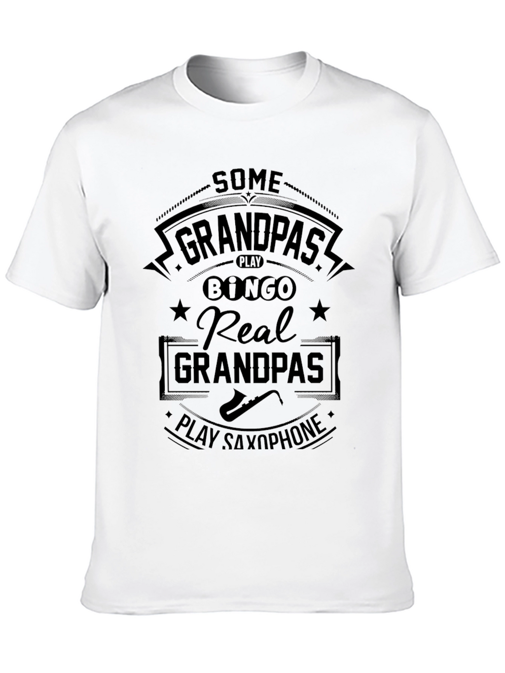 Real Grandpas Play Saxophone Black T-Shirt