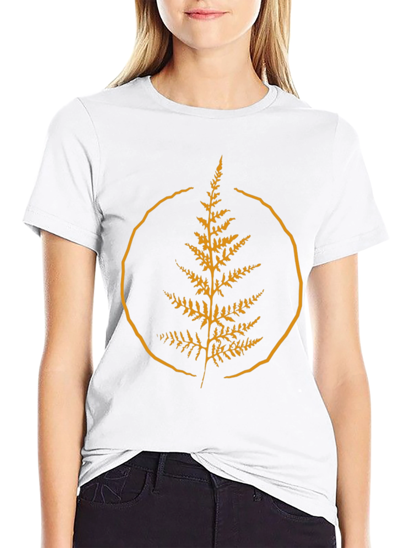 Nature Fern Graphic Tee - Stylish Black Shirt