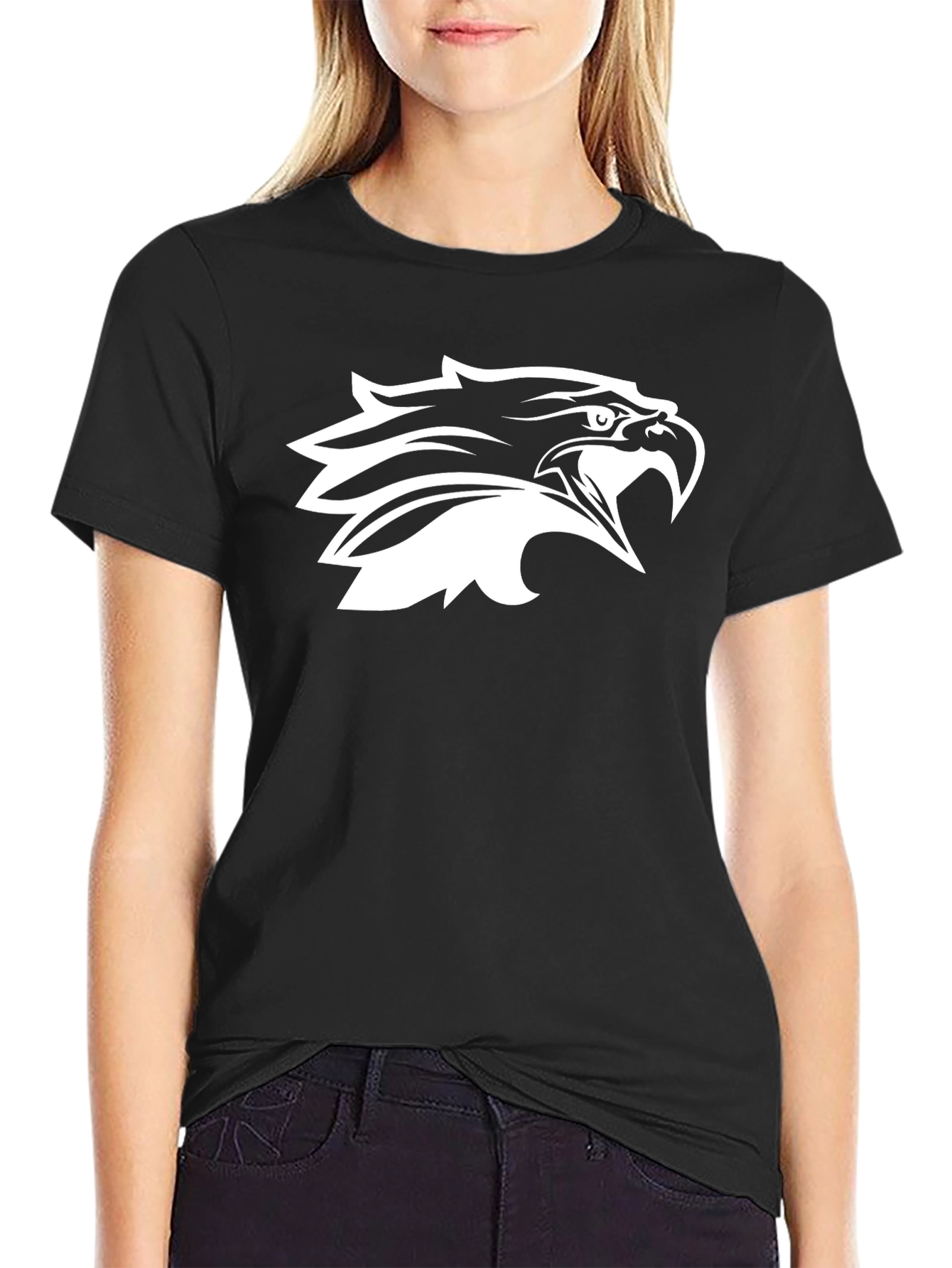 Black T-Shirt with Eagle Head Graphic