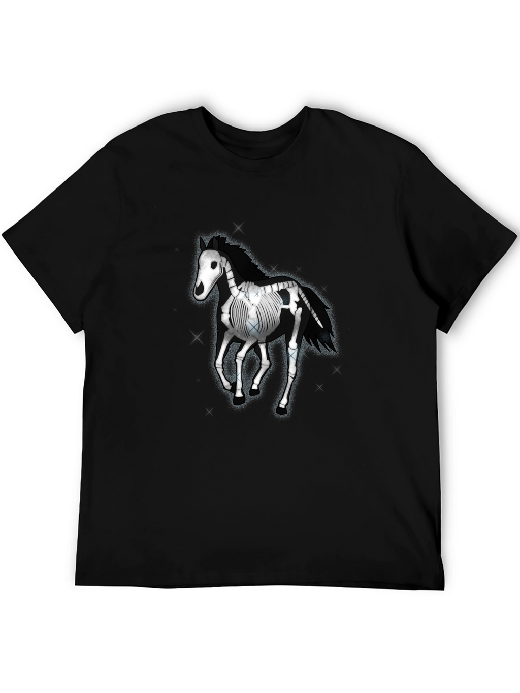 Skeleton Horse Graphic Tee - Black Cotton T-Shirt