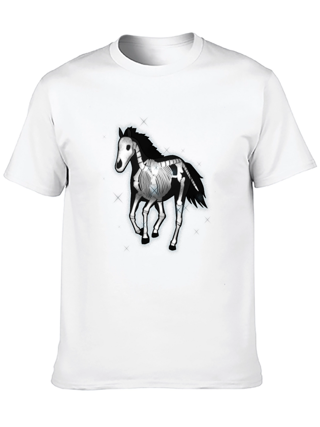 Skeleton Horse Graphic Tee - Black Cotton T-Shirt