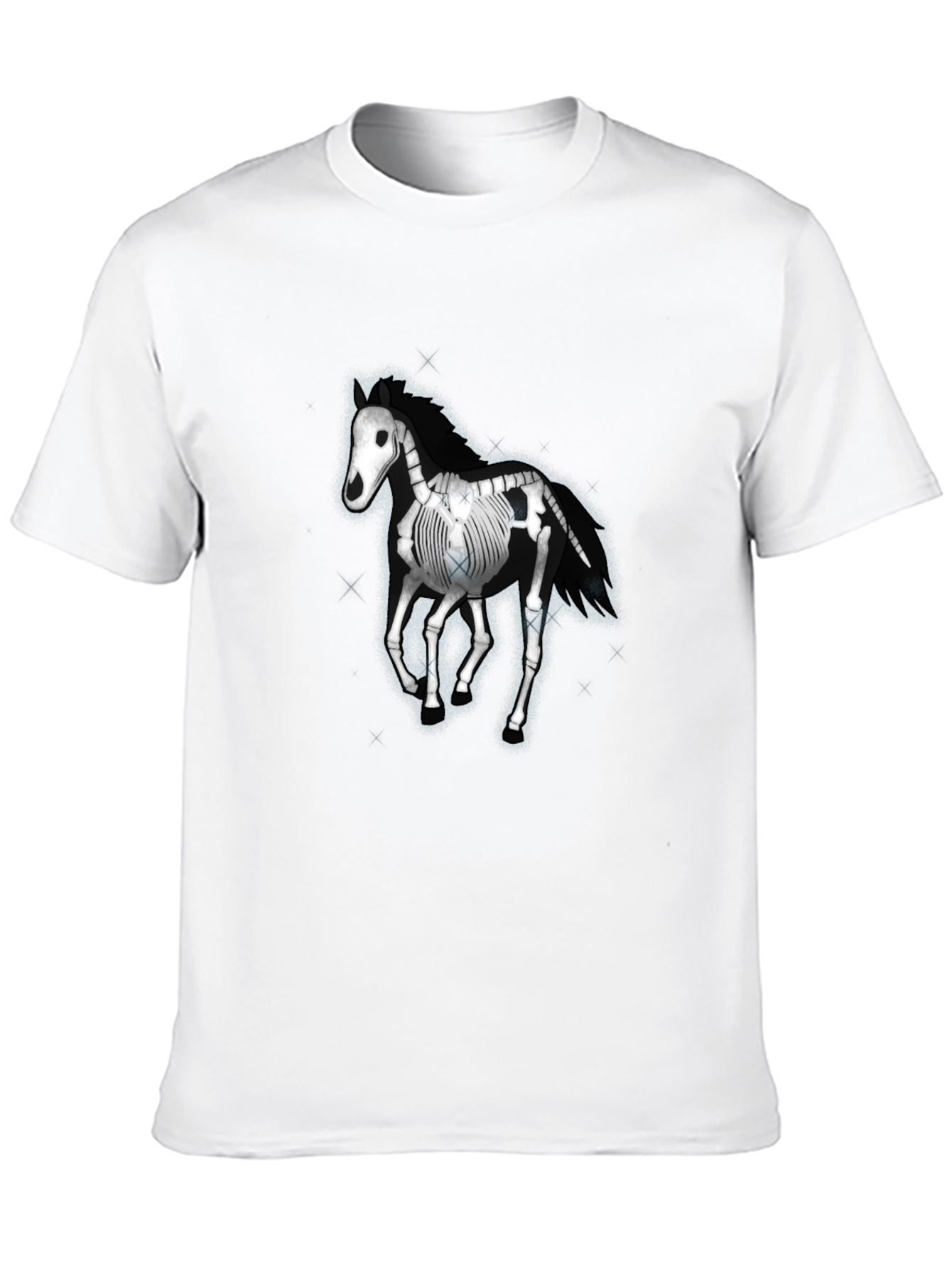 Skeleton Horse Graphic Tee - Black Cotton T-Shirt