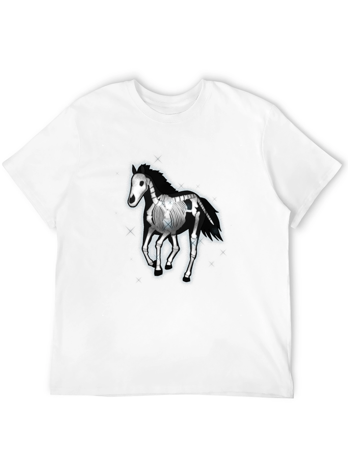 Skeleton Horse Graphic Tee - Black Cotton T-Shirt