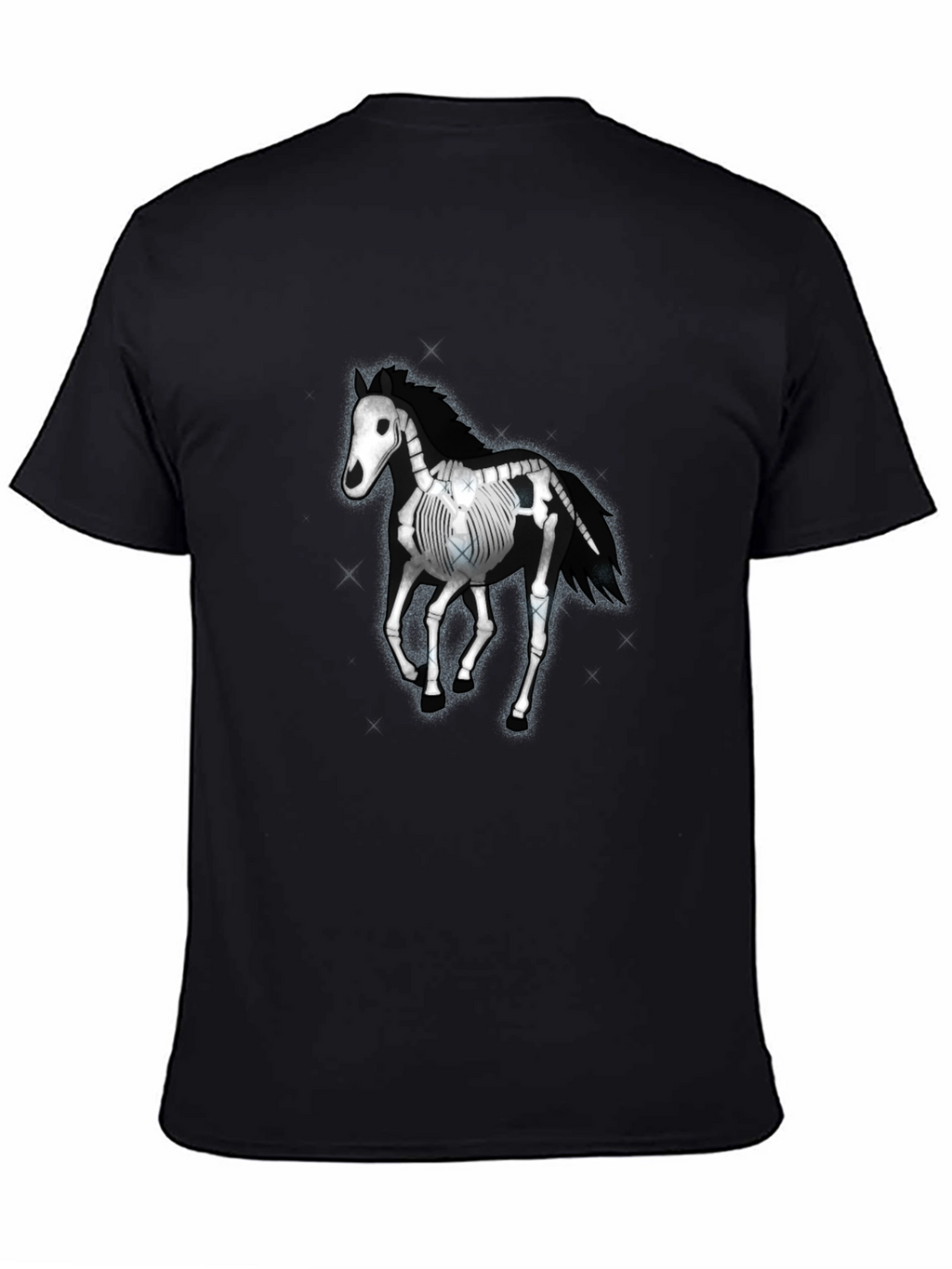 Skeleton Horse Graphic Tee - Black Cotton T-Shirt