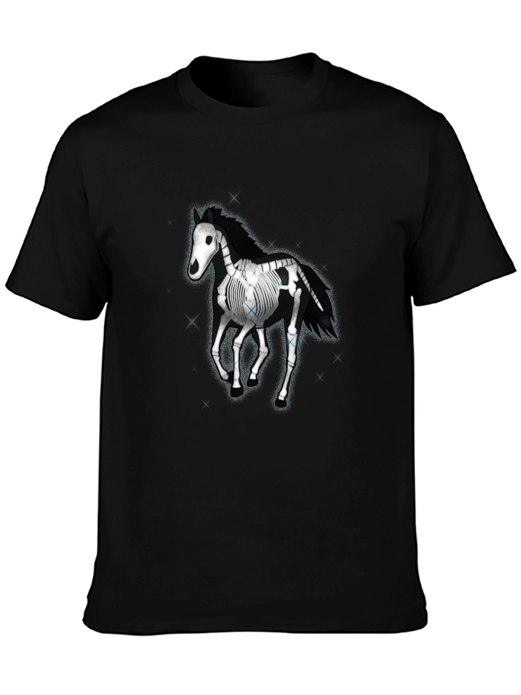 Skeleton Horse Graphic Tee - Black Cotton T-Shirt