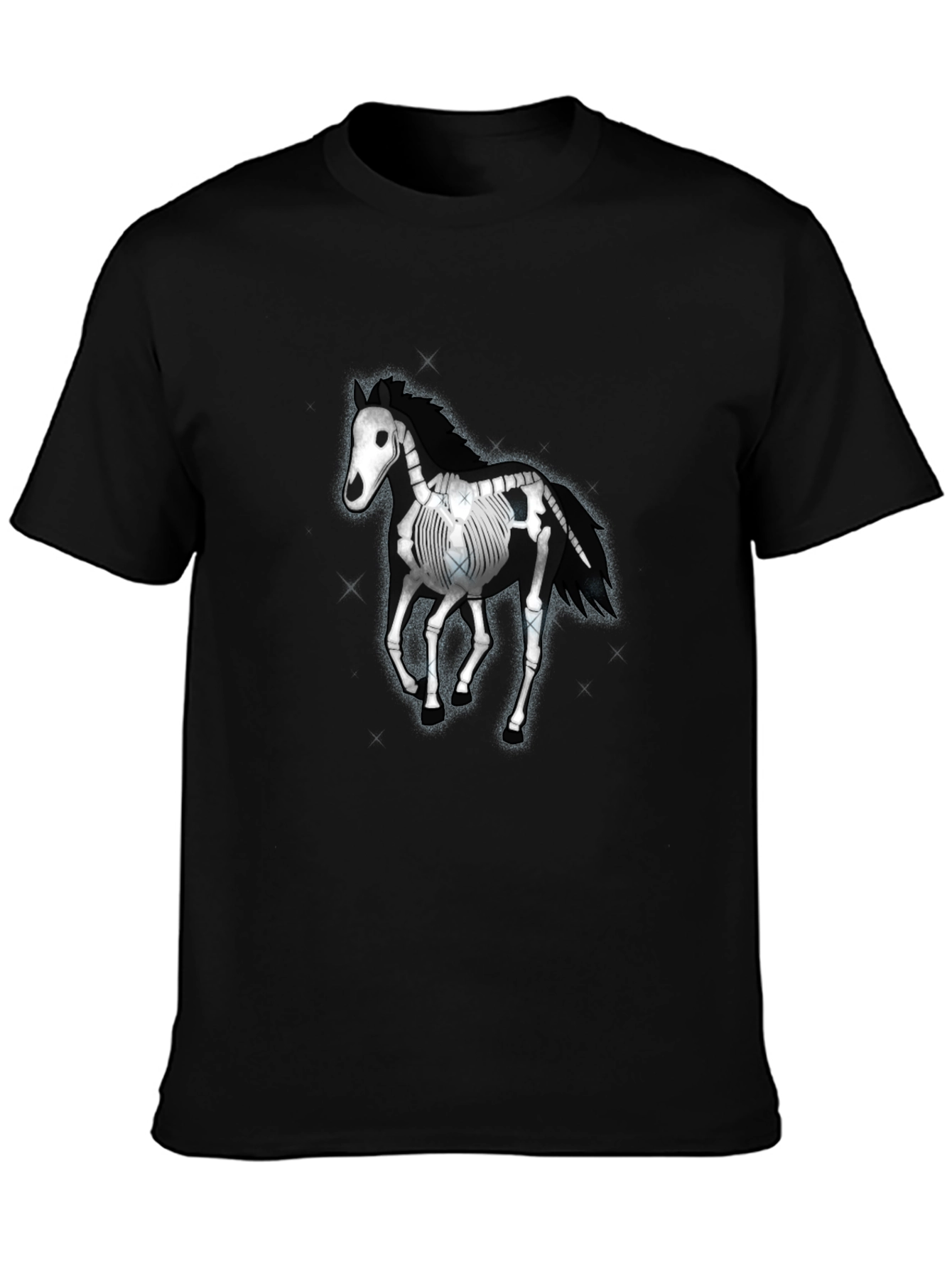 Skeleton Horse Graphic Tee - Black Cotton T-Shirt