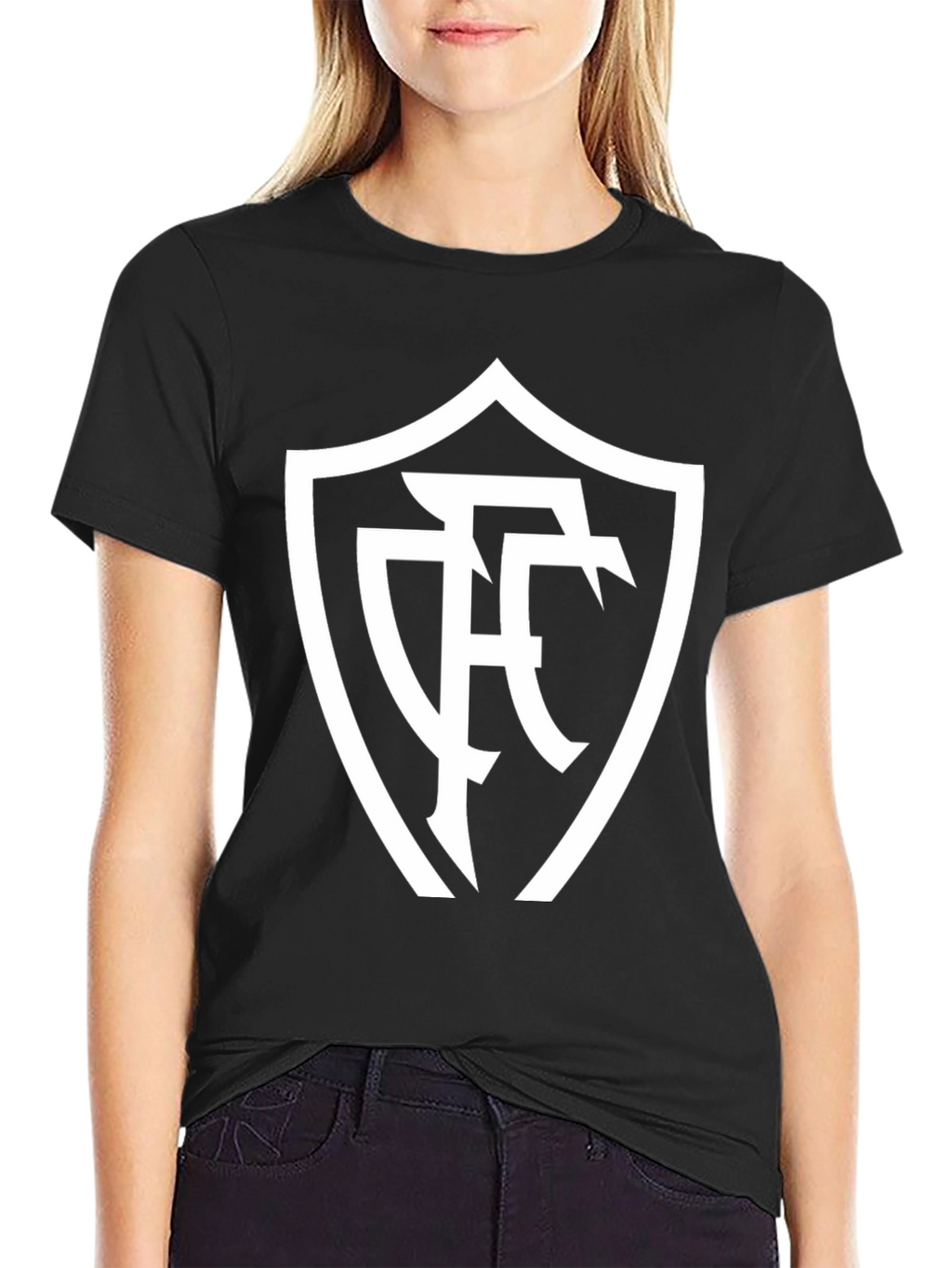 Stylish Black T-Shirt with White Emblem