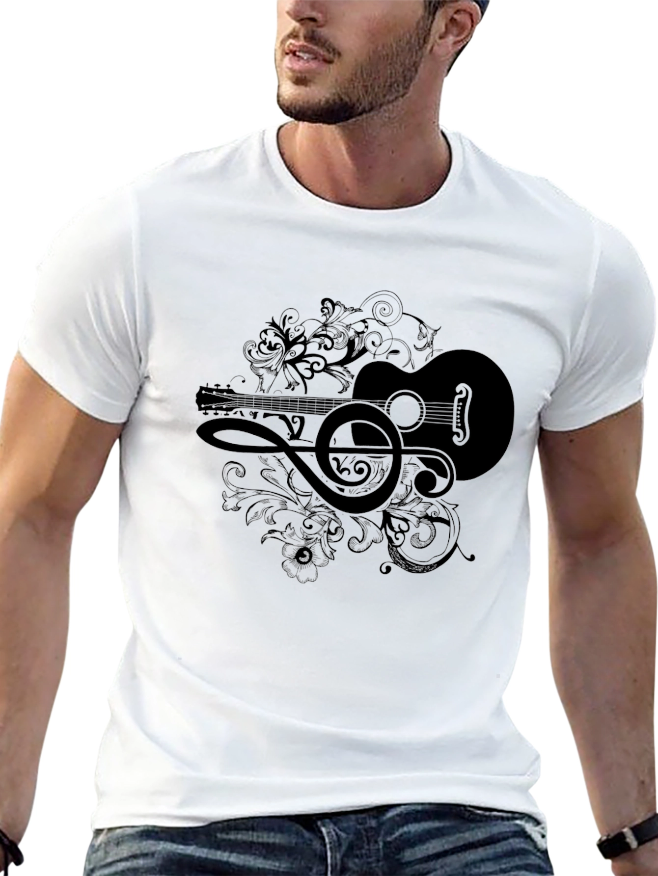 Musical Guitar Graphic Tee - Black