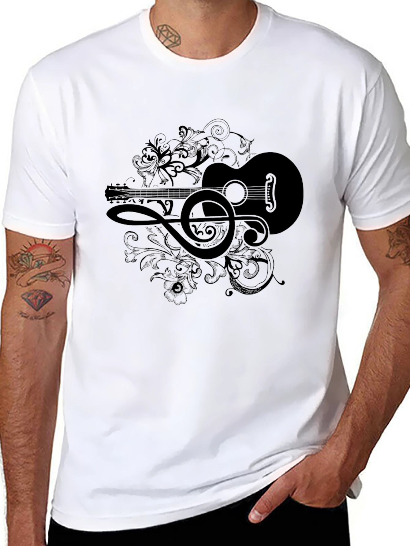 Musical Guitar Graphic Tee - Black