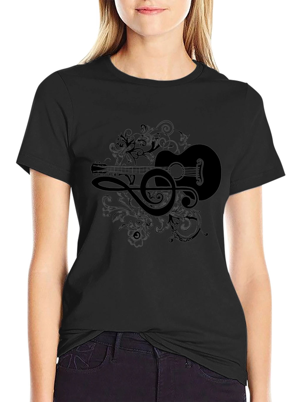 Musical Guitar Graphic Tee - Black