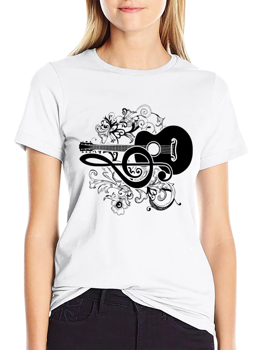 Musical Guitar Graphic Tee - Black