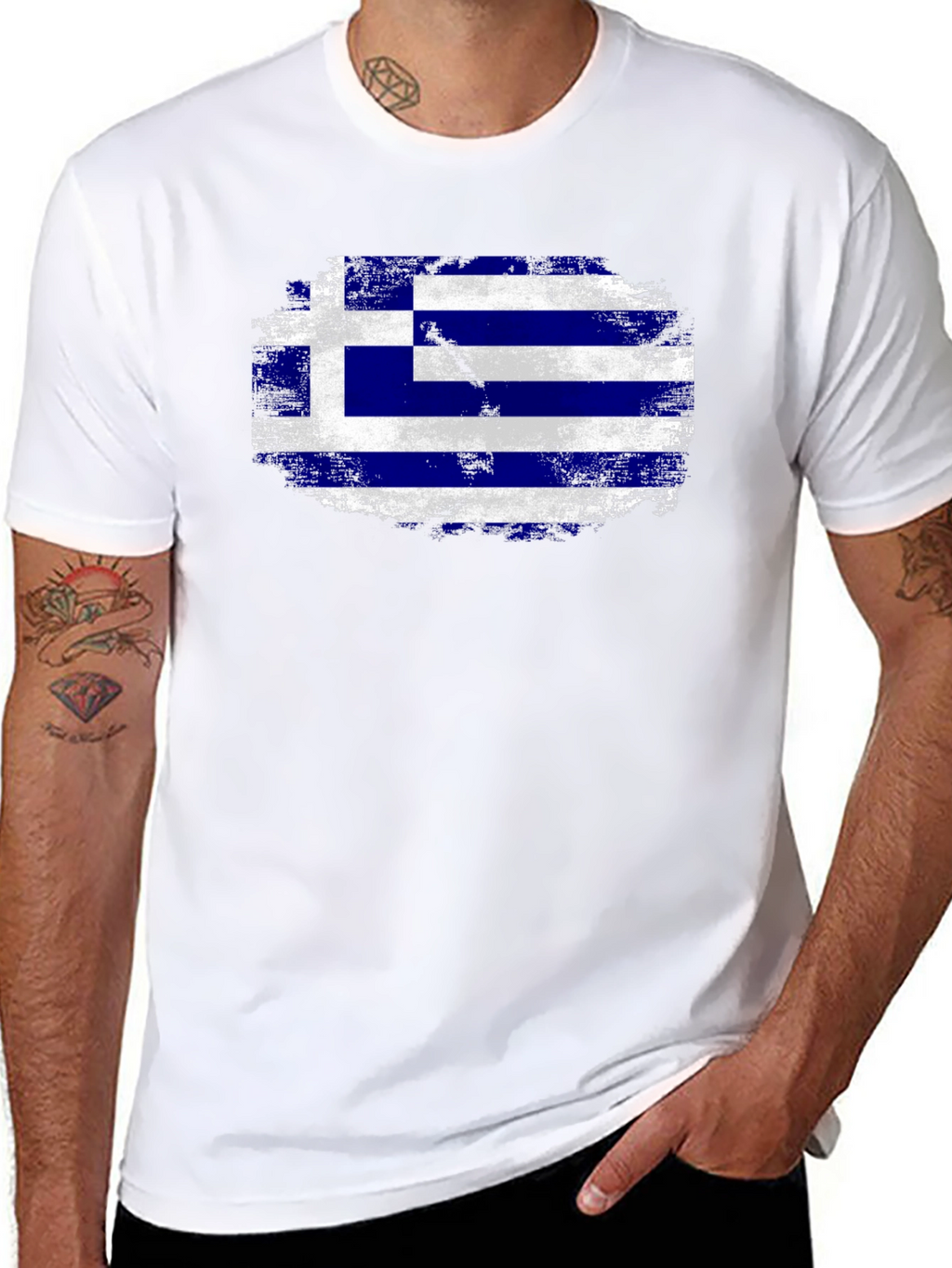 Greece Flag Distressed T-Shirt