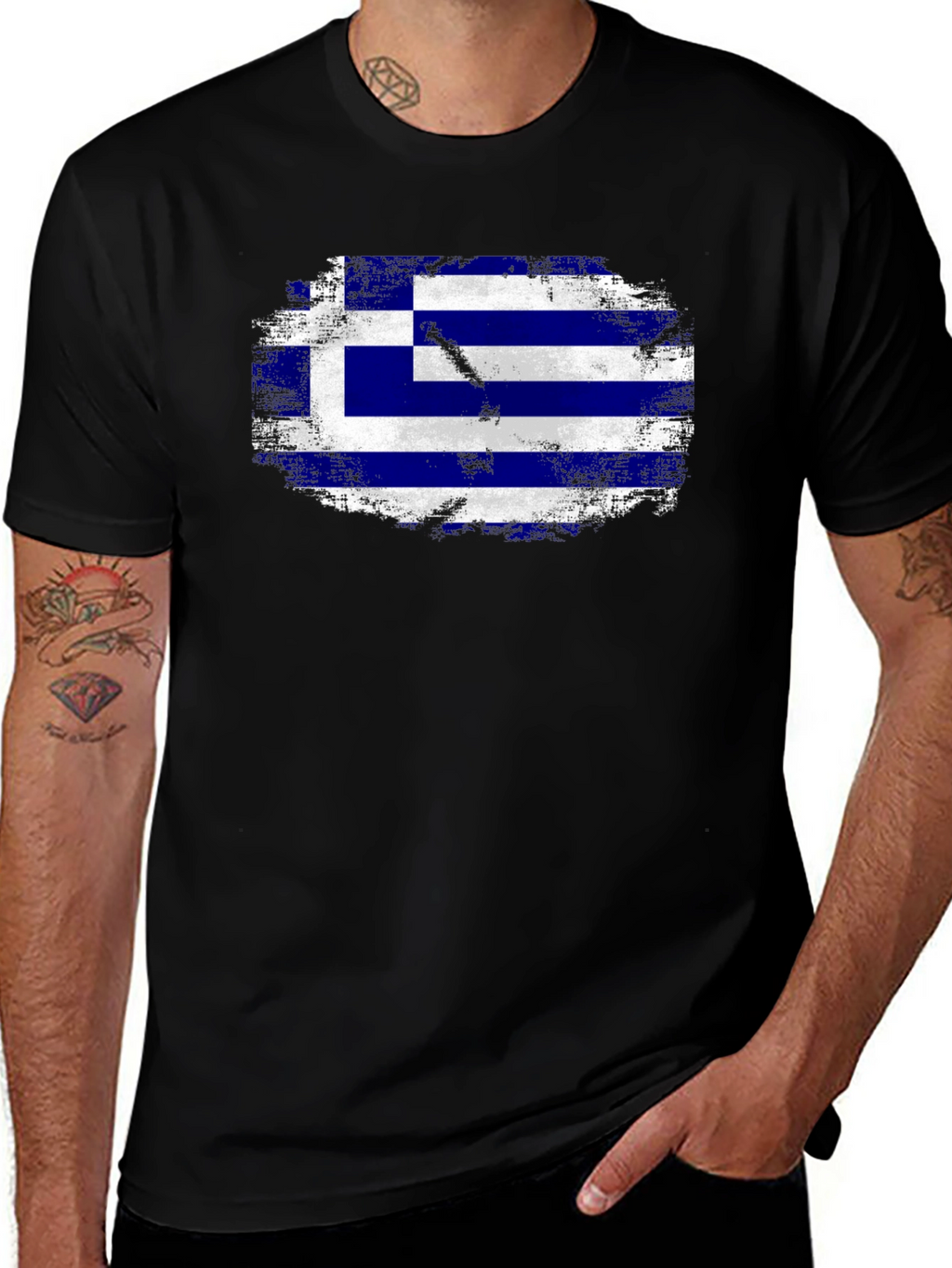 Greece Flag Distressed T-Shirt