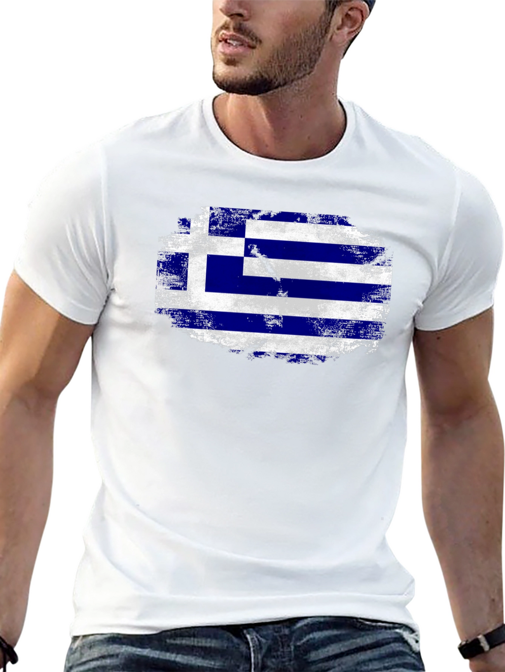 Greece Flag Distressed T-Shirt
