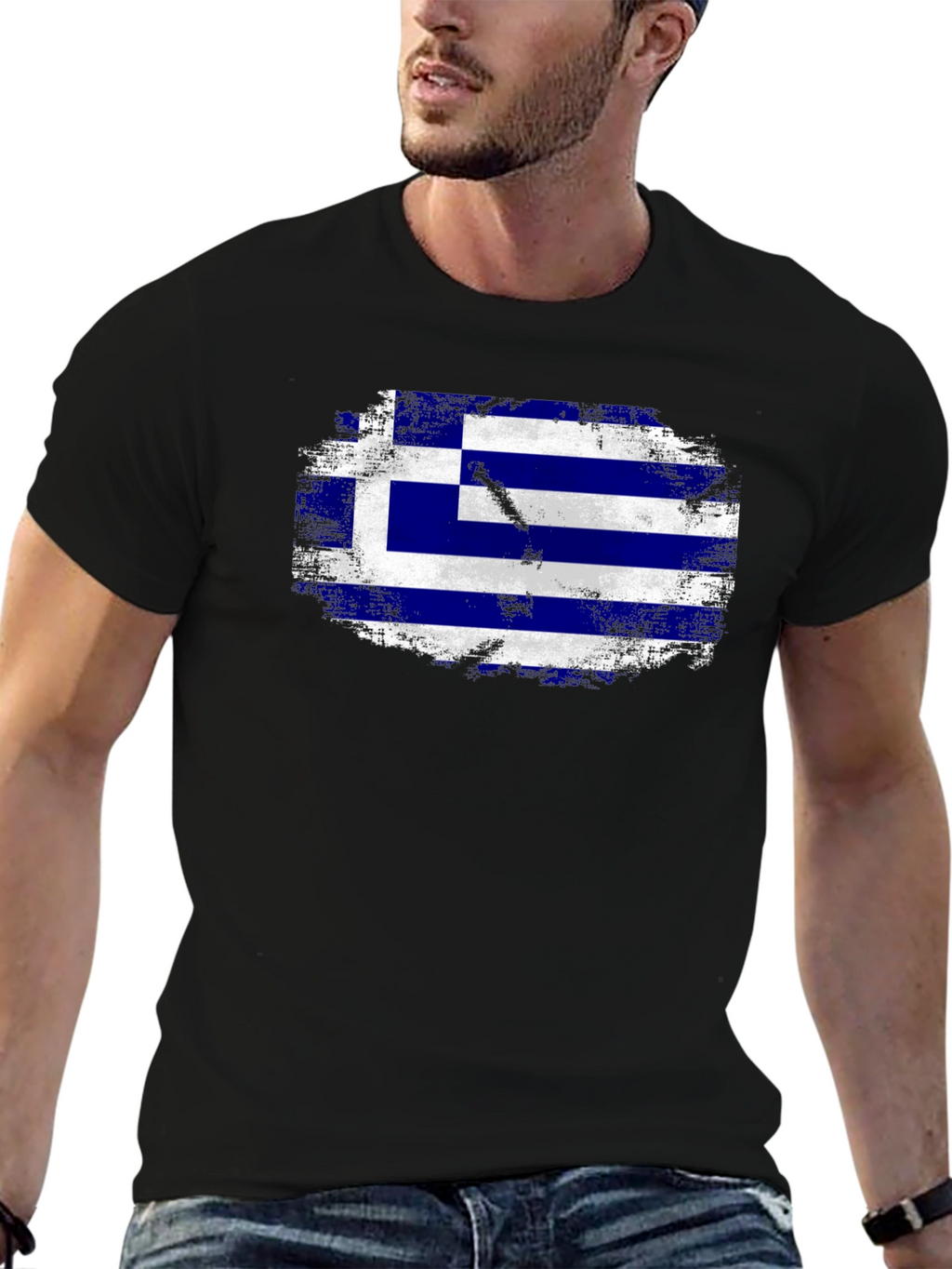 Greece Flag Distressed T-Shirt
