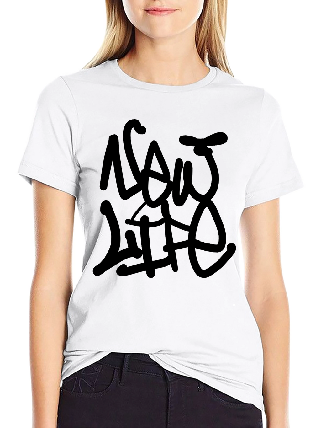 Mens Now Life Black Graphic T-Shirt