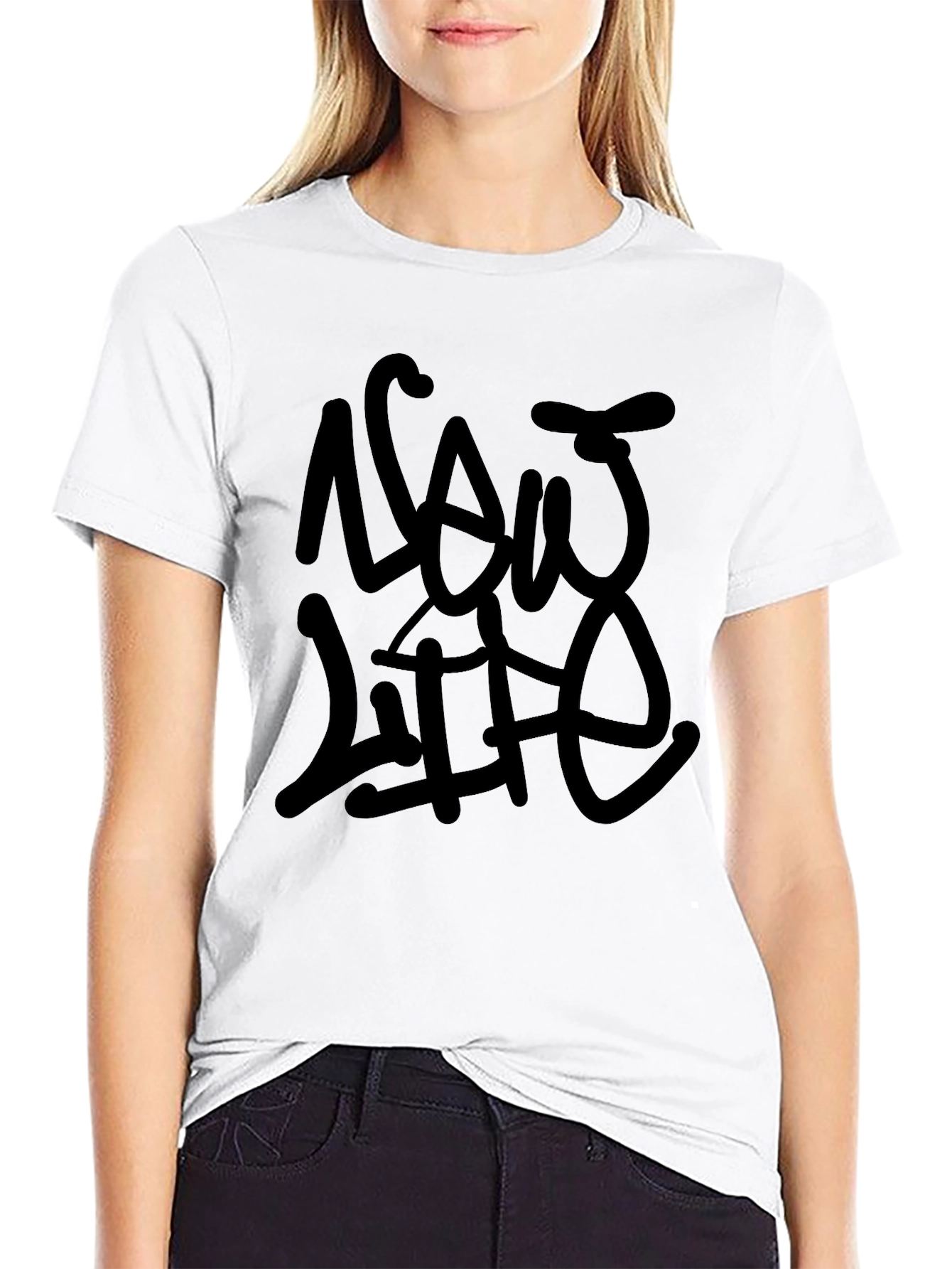 Mens Now Life Black Graphic T-Shirt