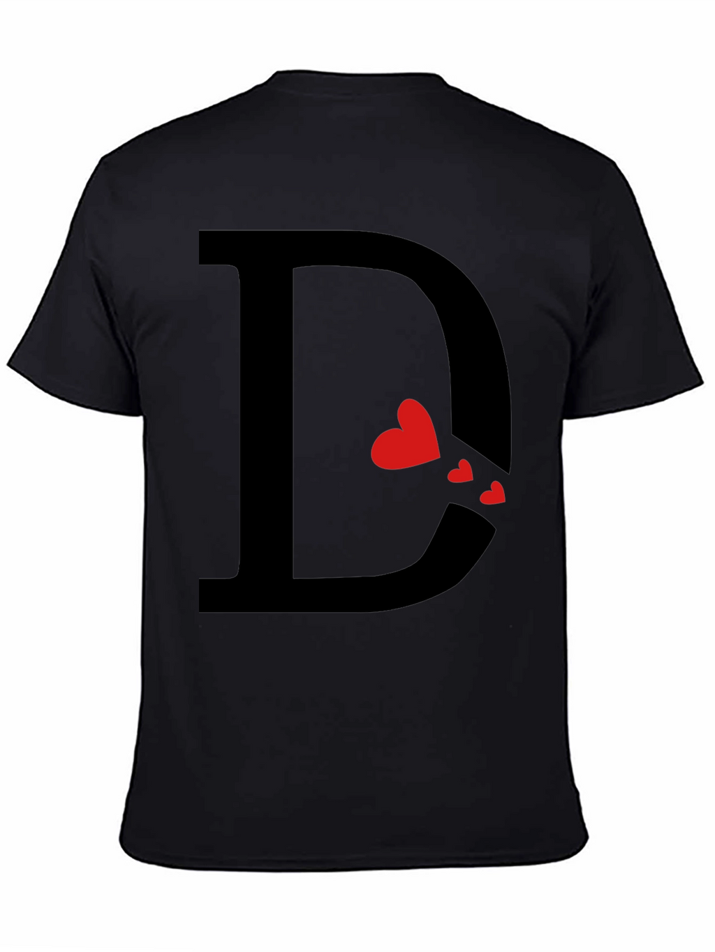 Heart Initial D Black T-Shirt