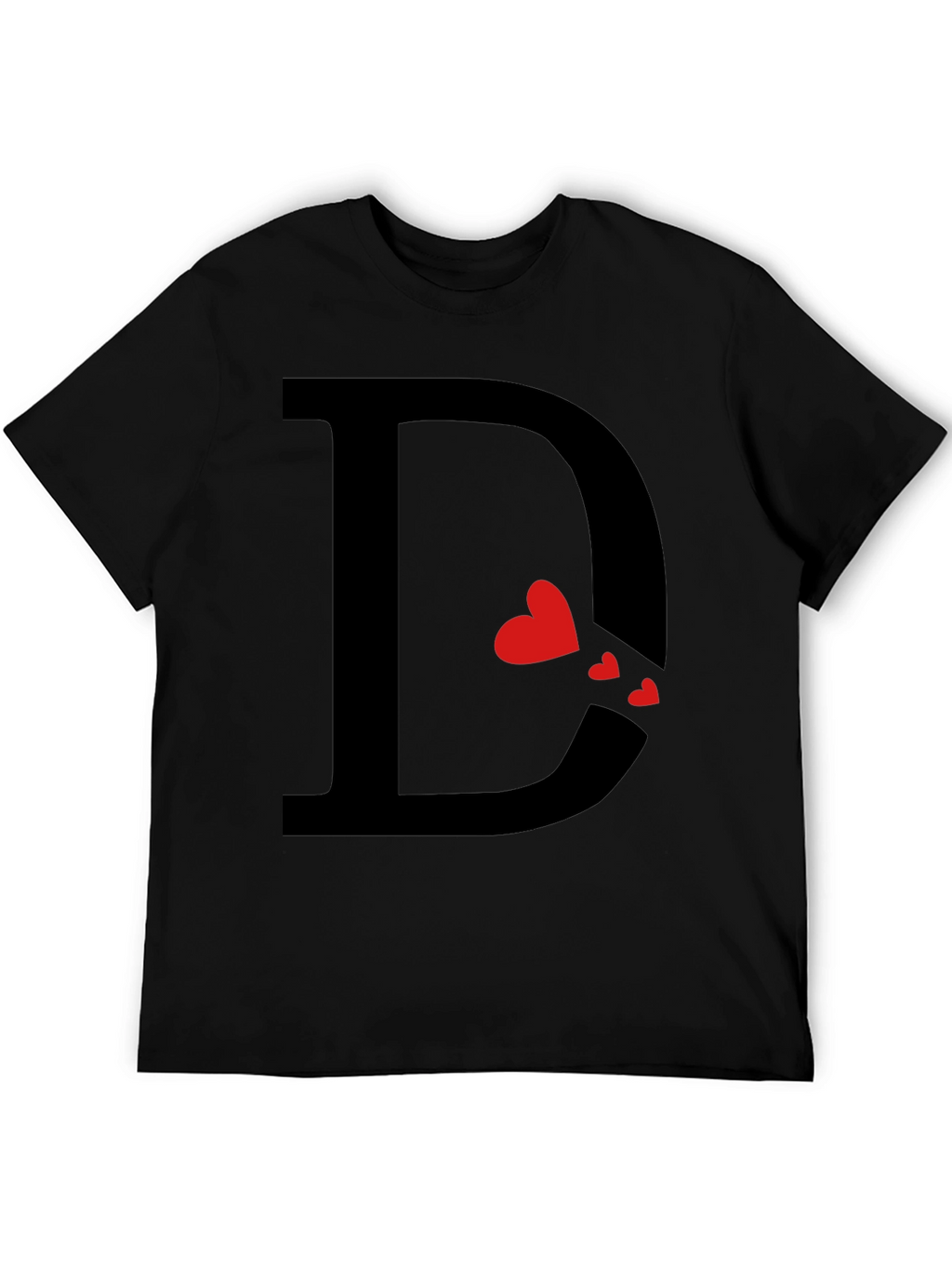 Heart Initial D Black T-Shirt