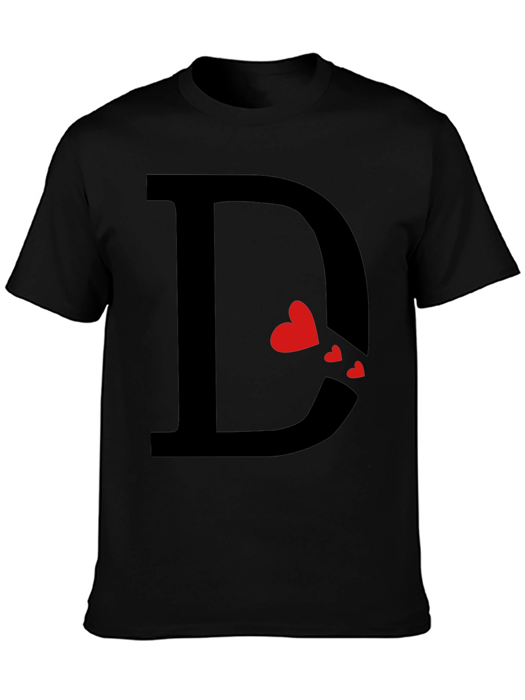 Heart Initial D Black T-Shirt