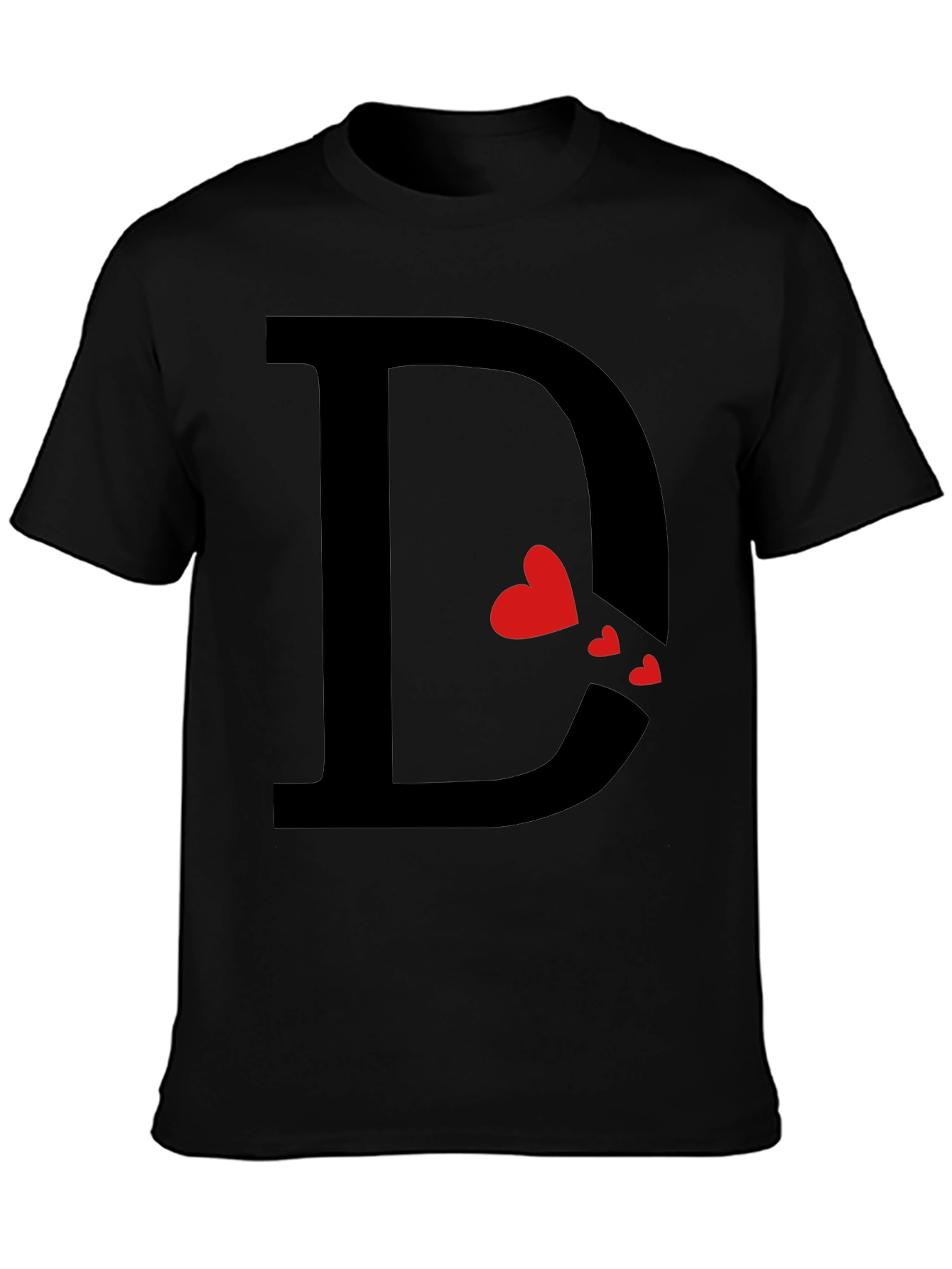 Heart Initial D Black T-Shirt