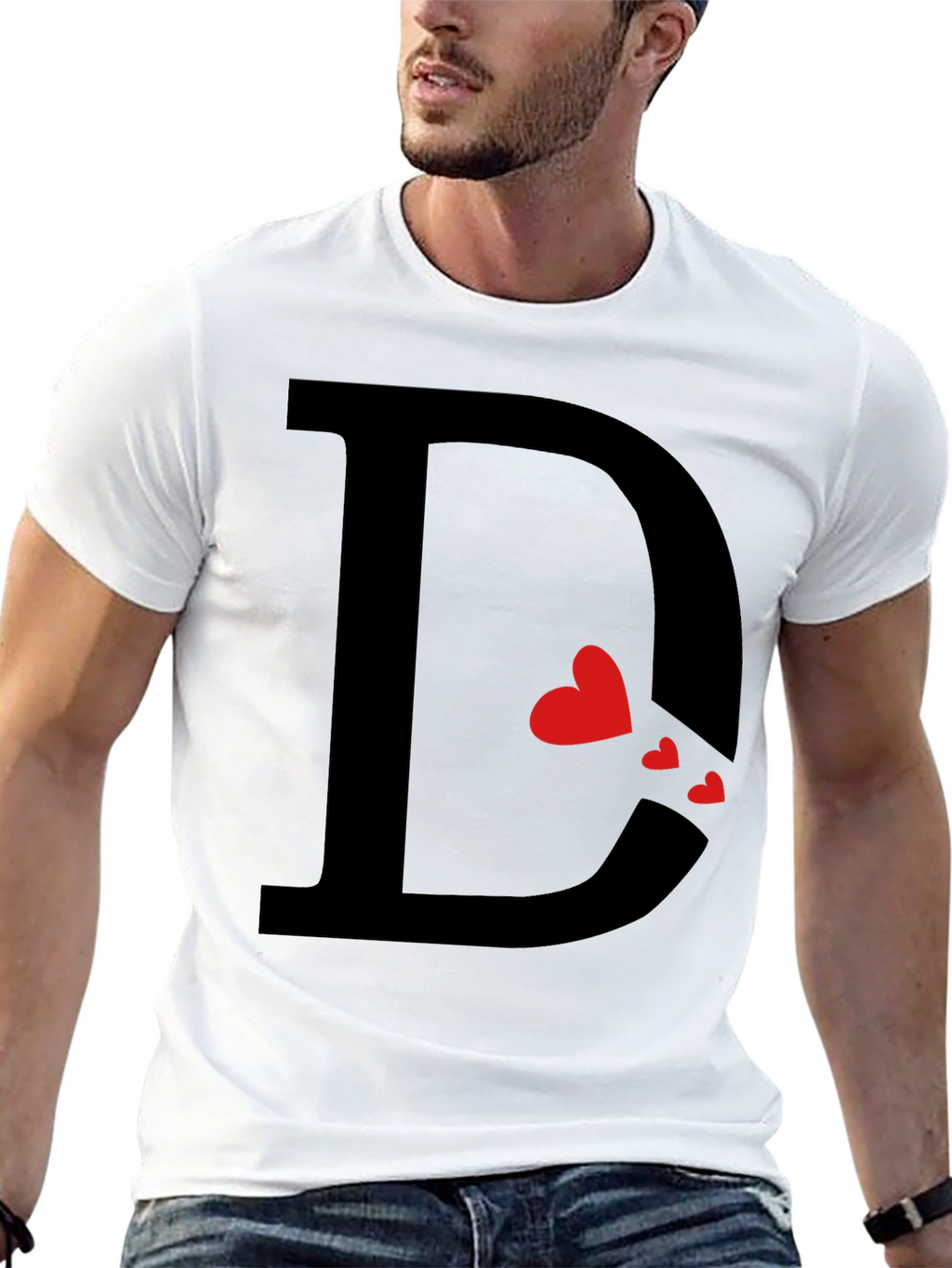 Heart Initial D Black T-Shirt