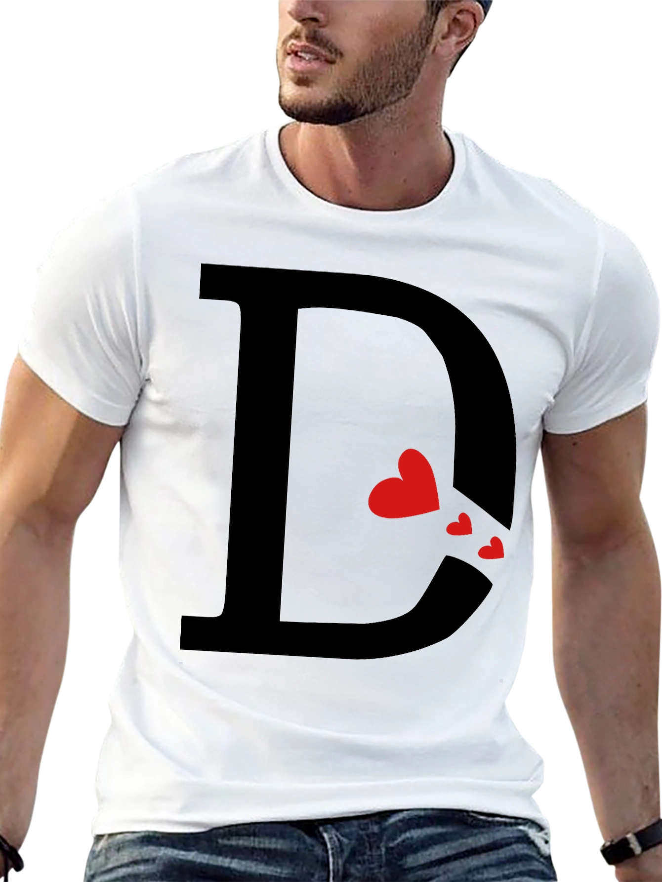 Heart Initial D Black T-Shirt