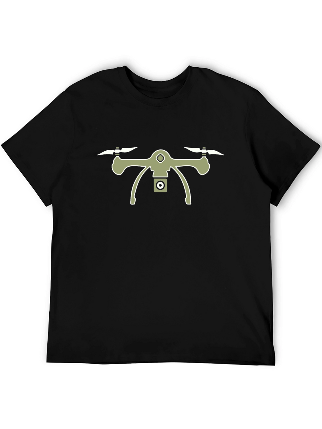 Drone Graphic Tee - Black Cotton Blend T-Shirt