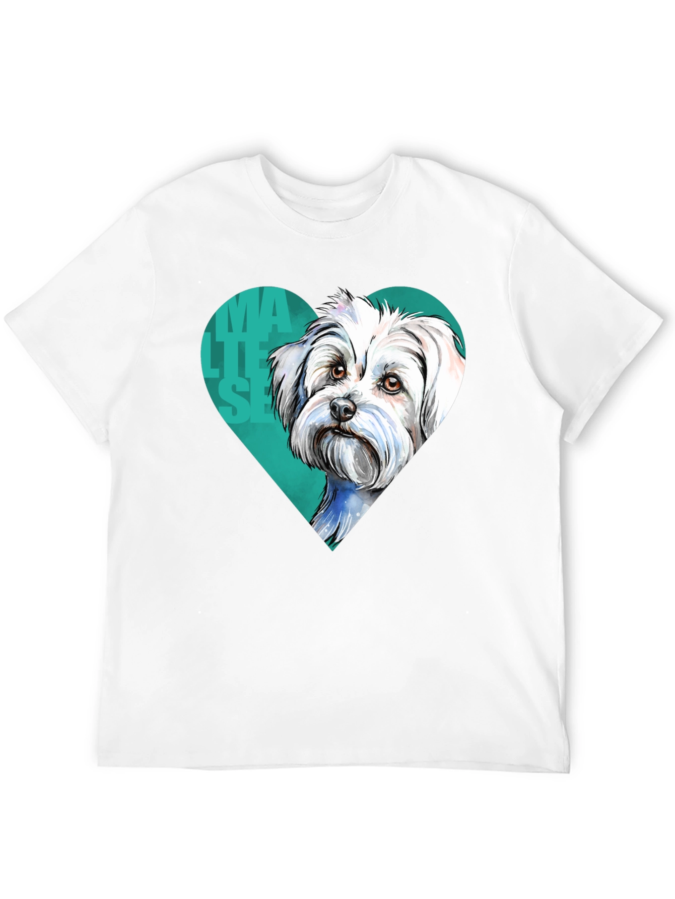 Maltese Dog Heart T-Shirt - Cute Pet Lover Tee