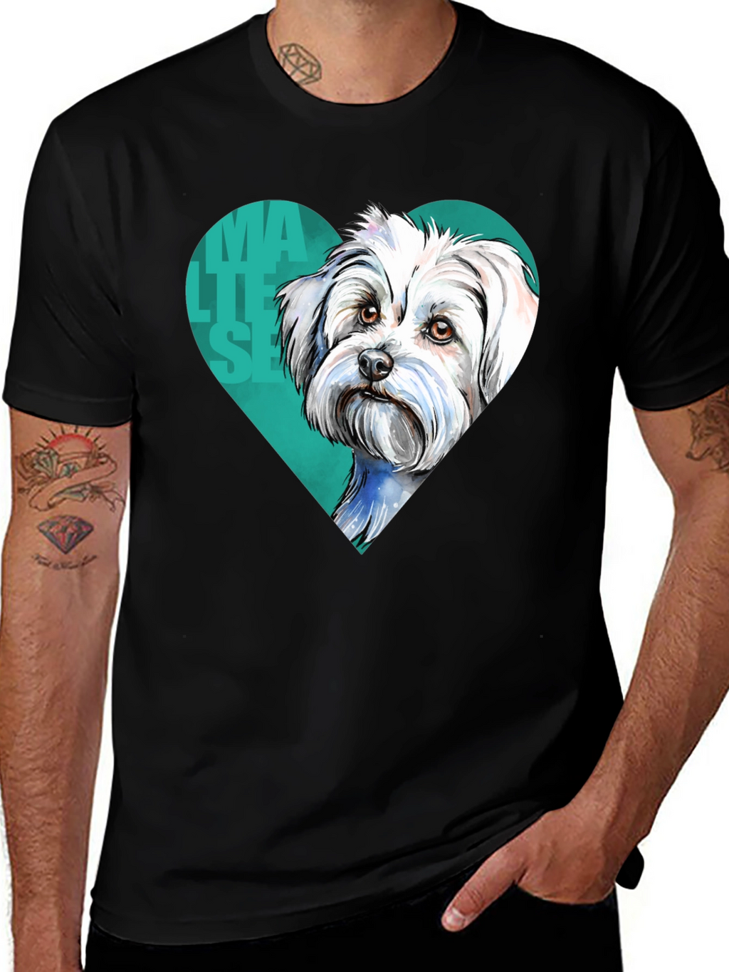 Maltese Dog Heart T-Shirt - Cute Pet Lover Tee